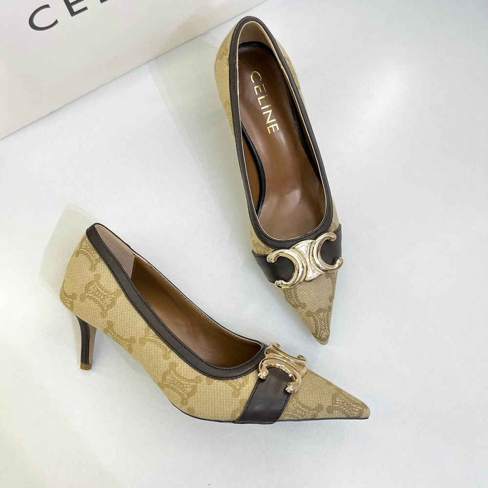 Celine Triomphe Canvas Pumps Heels Sandals-1