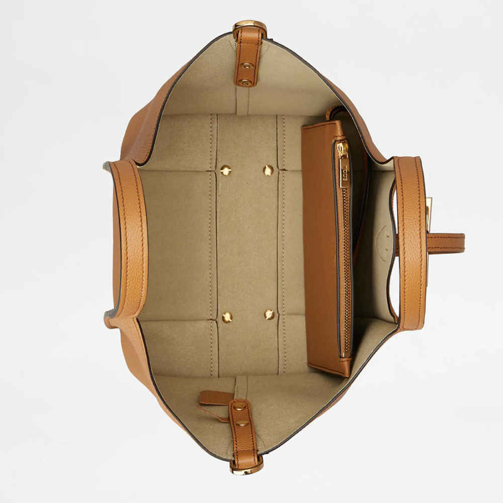Tod's Timeless Brown Leather Shopping Shoulder Bag-thumb-4