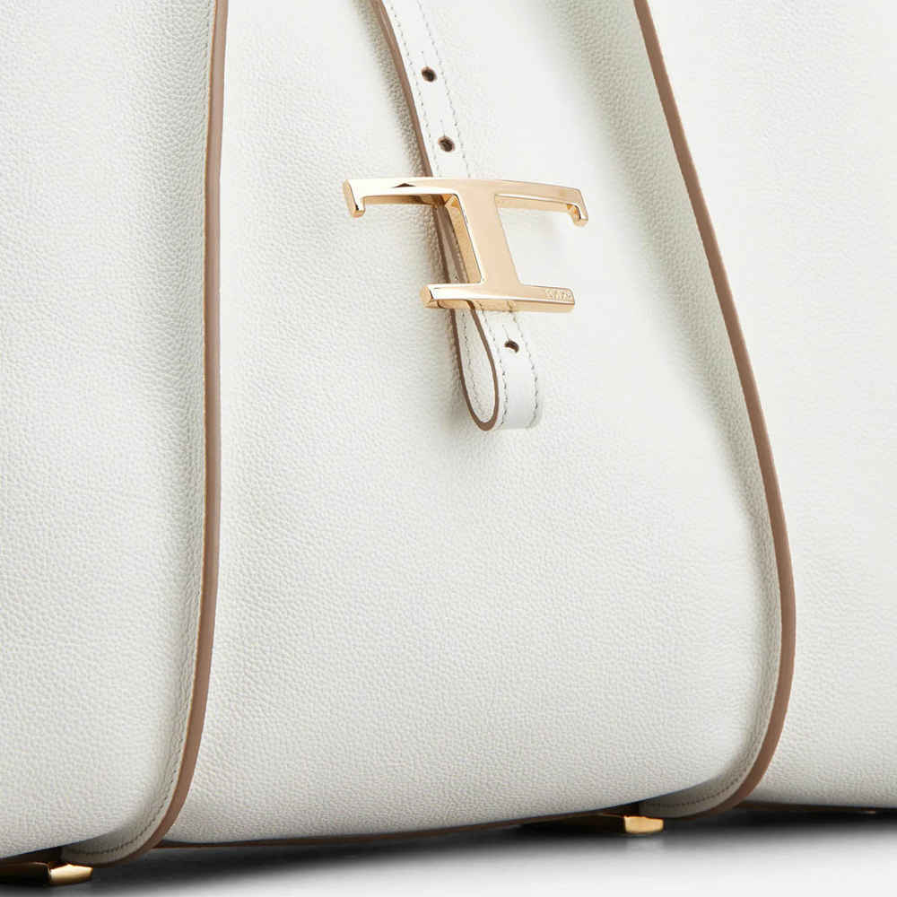 Tod's Timeless White Leather Shopping Shoulder Bag-thumb-2