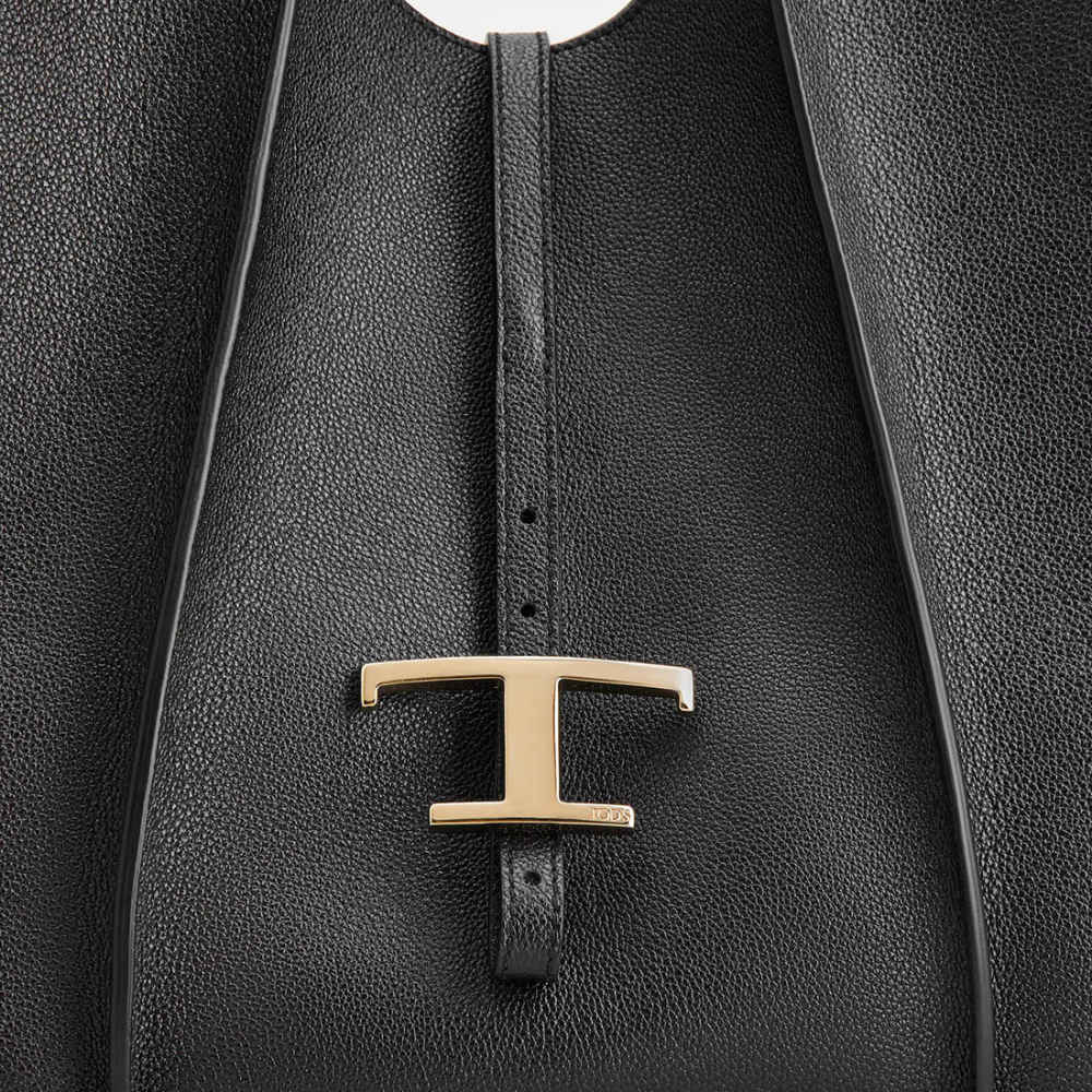 Tod's Timeless Black Leather Shopping Shoulder Bag-2