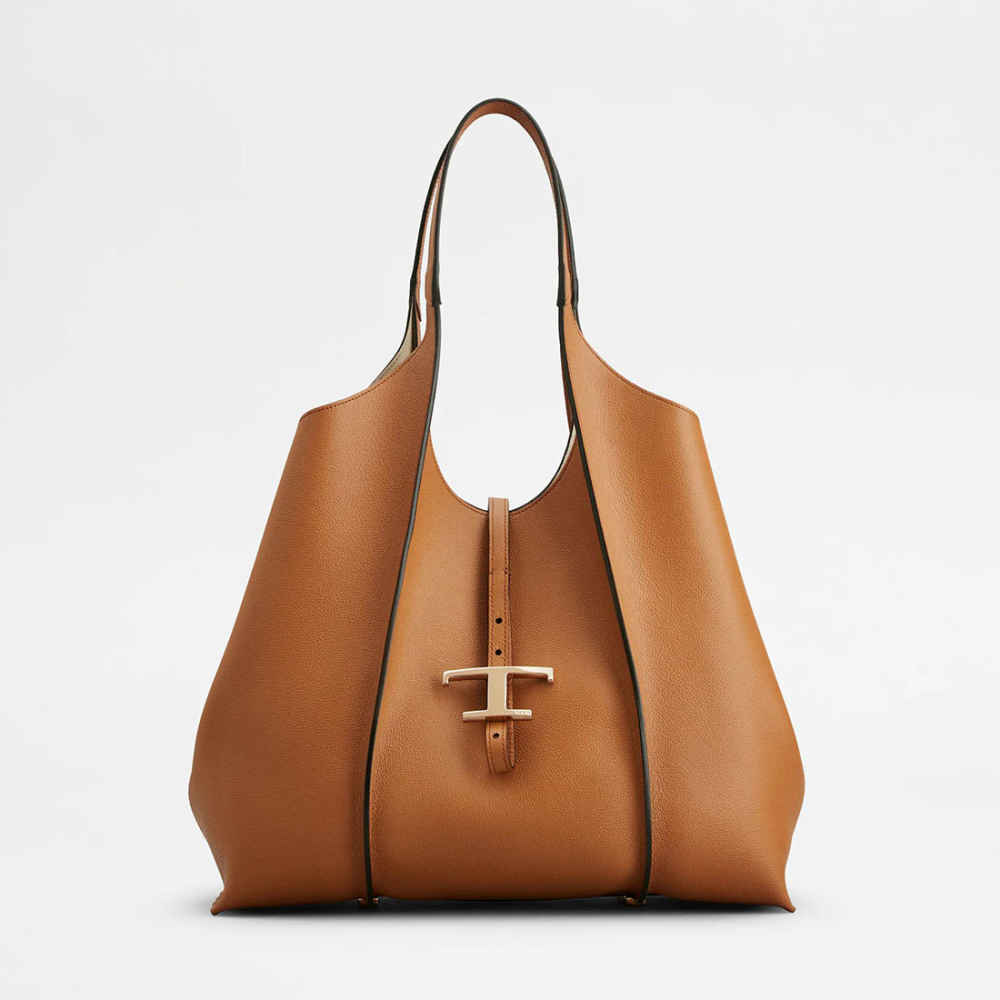 Tod's Timeless Brown Leather Shopping Shoulder Bag-thumb-0