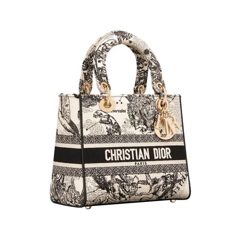 Lady Dior Embroidered Cream Handbag-1