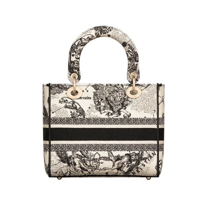 Lady Dior Embroidered Cream Handbag-2