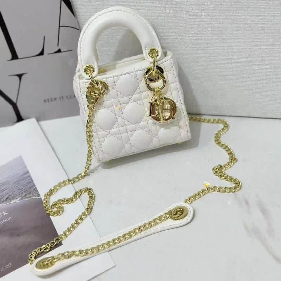 Lady Dior Mini White Cannage Bag-1