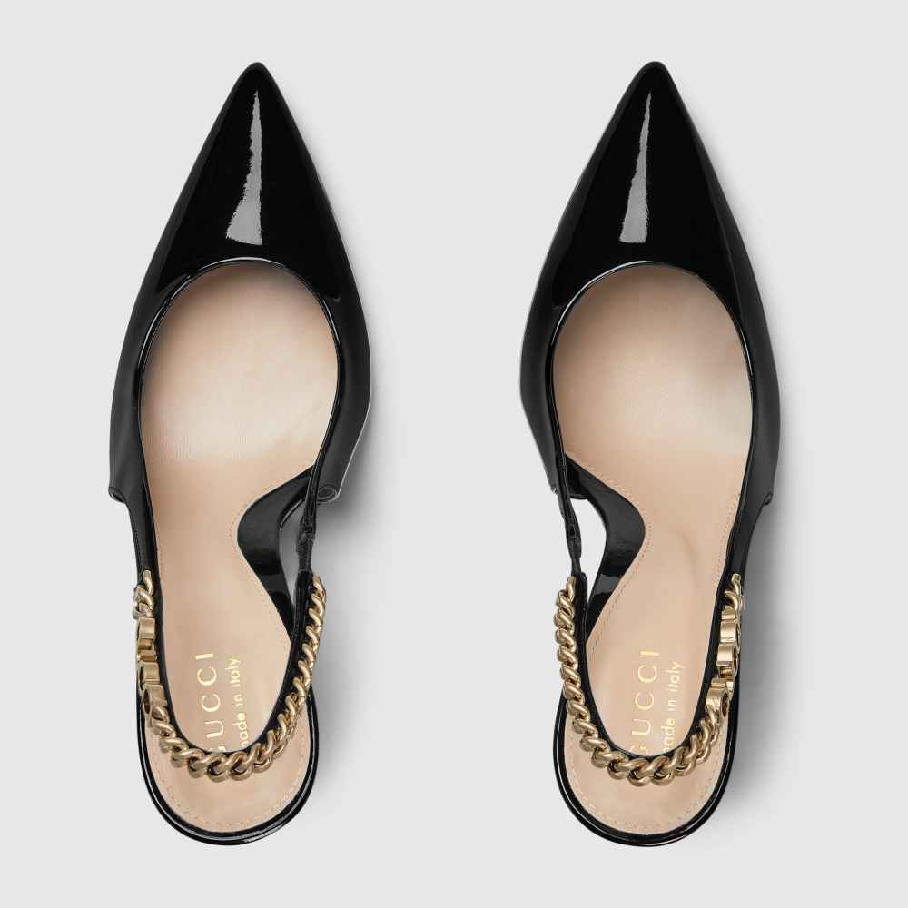 Gucci Signoria Black Slingback Heels Sandles-3
