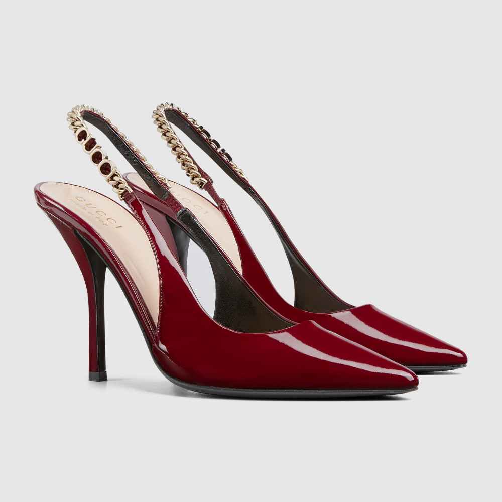 Gucci Signoria Red Slingback Heels Sandles-thumb-0