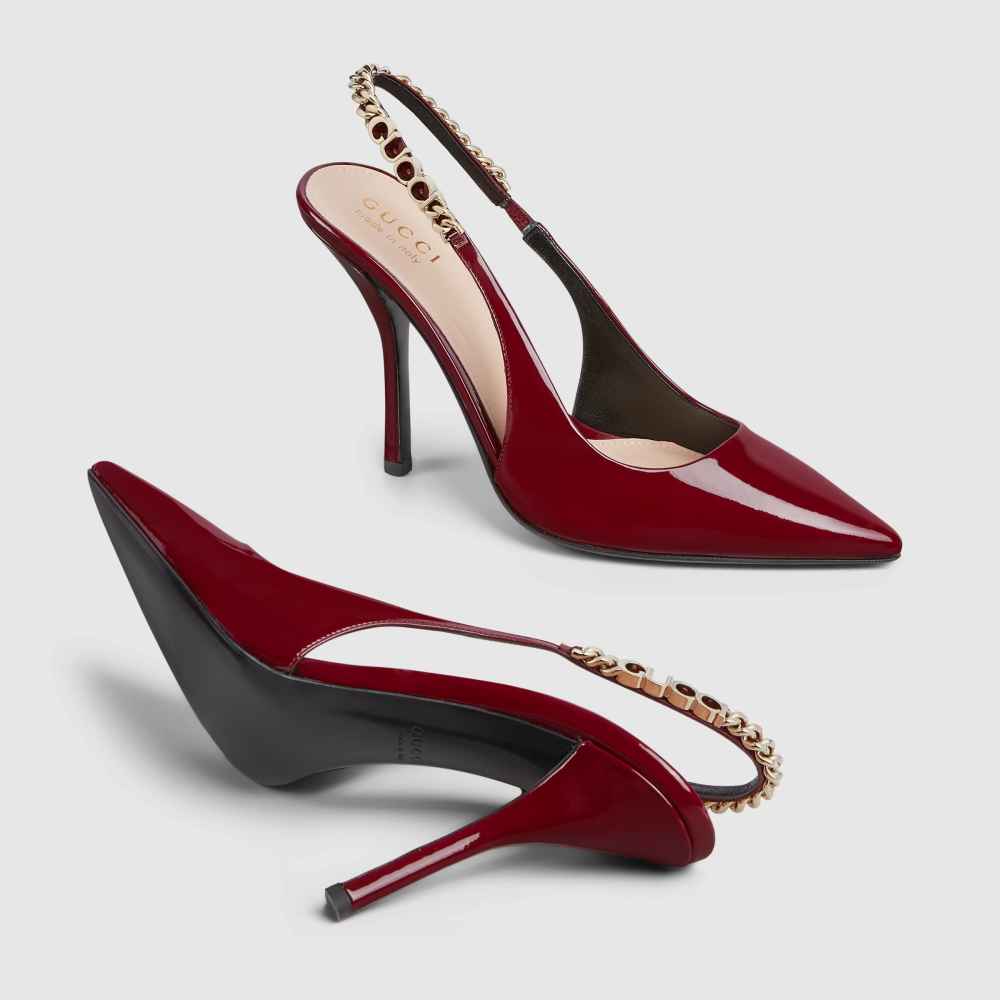 Gucci Signoria Red Slingback Heels Sandles-thumb-2
