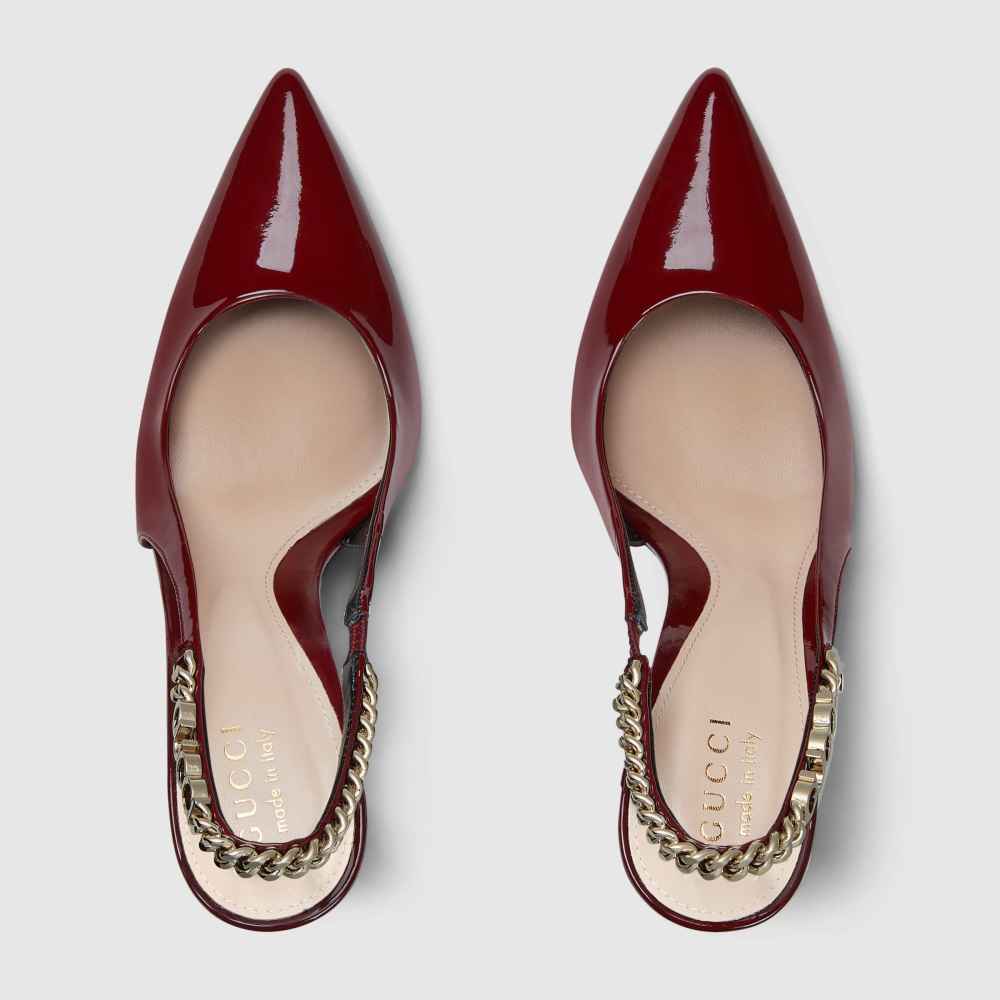 Gucci Signoria Red Slingback Heels Sandles-thumb-3