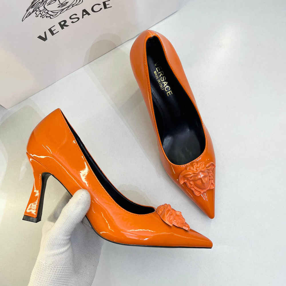 Versace La Medusa Orange Heels Sandles-1