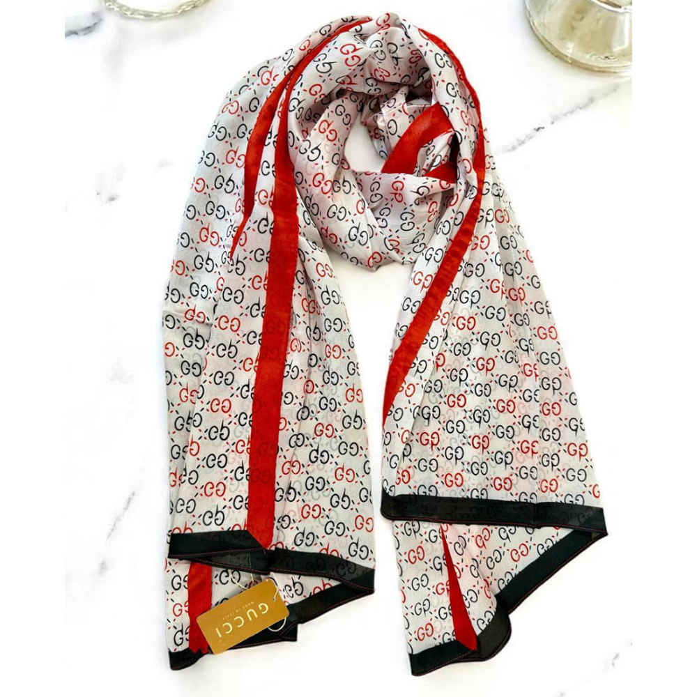 Gucci GG Monogram Logo Red Silk Stole-thumb-0