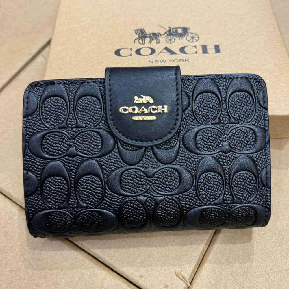 Coach Authentic Black Quarter Size Wallet-thumb-0