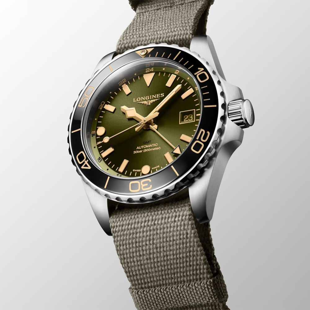 Longines HydroConquest GMT Automatic Green Dial Watch L3.790.4.06.2-thumb-1
