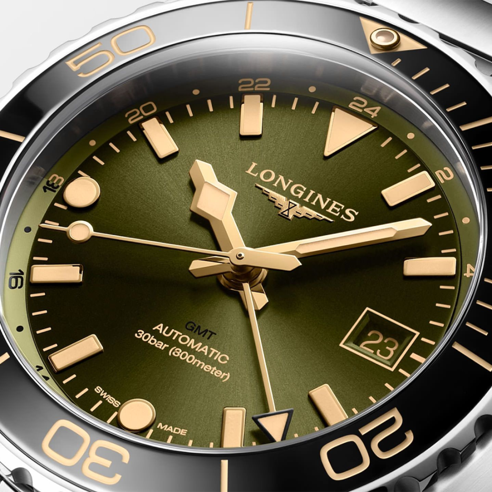 Longines HydroConquest GMT Automatic Green Dial Watch L3.790.4.06.6-1