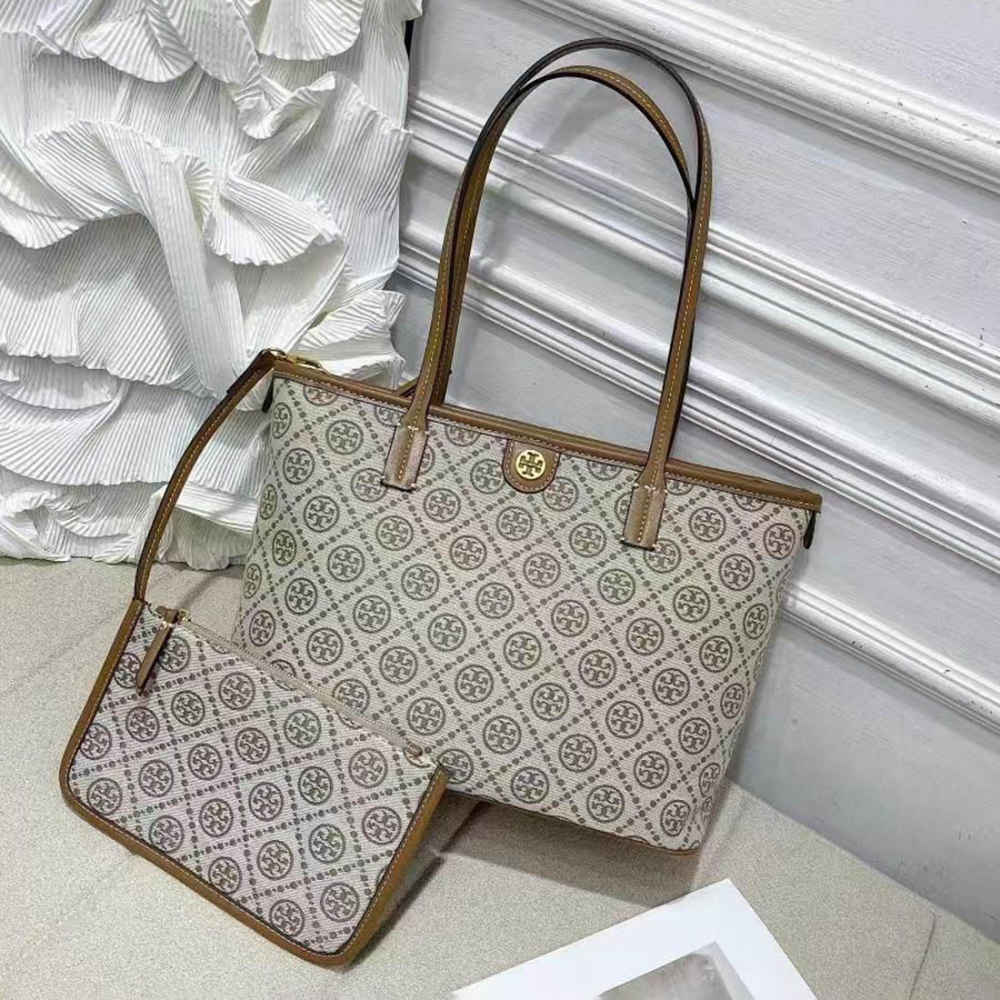 Tory Burch Cream Medium Tote Bag-thumb-0