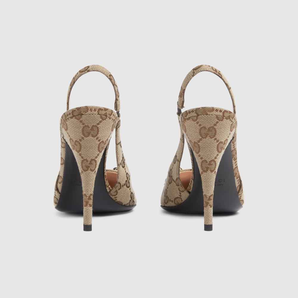 Gucci Beige Women's slingback pump with Horsebit Heels Sandals-3