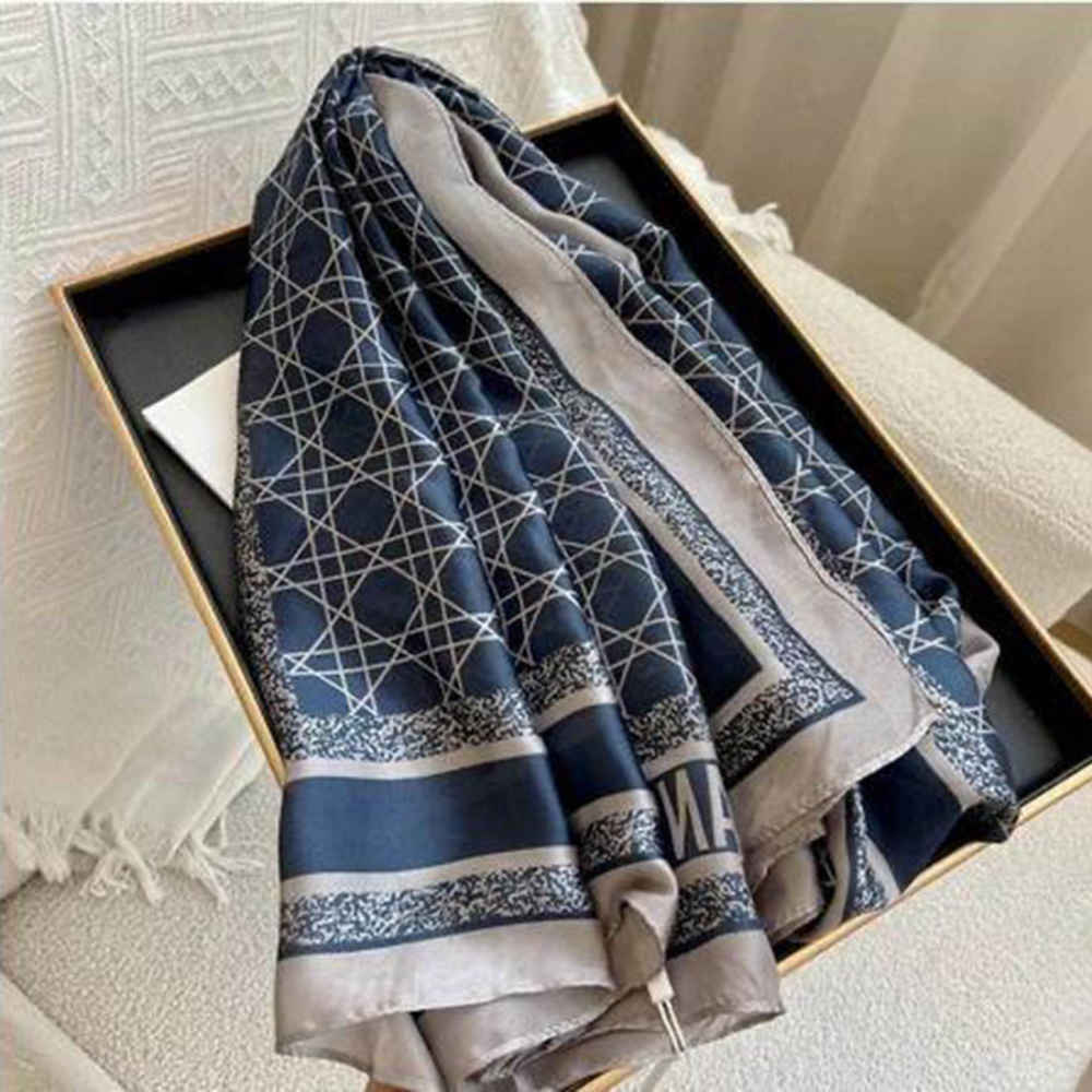 Christian Dior Premium Quality Blue Silk Stole-thumb-1