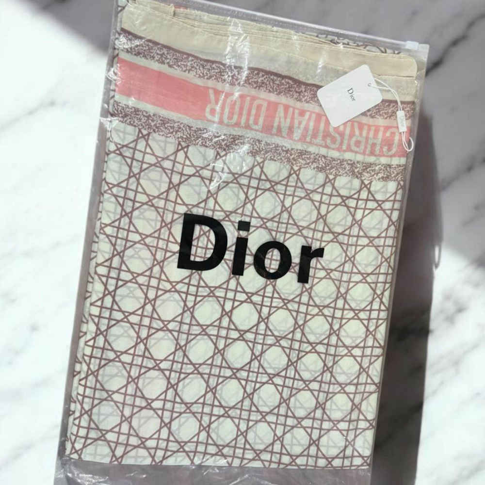 Christian Dior Premium Quality Pink & Cream Silk Stole-2