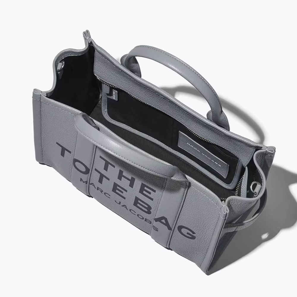 Marc Jacobs Grey Leather Medium Tote Bag-thumb-3