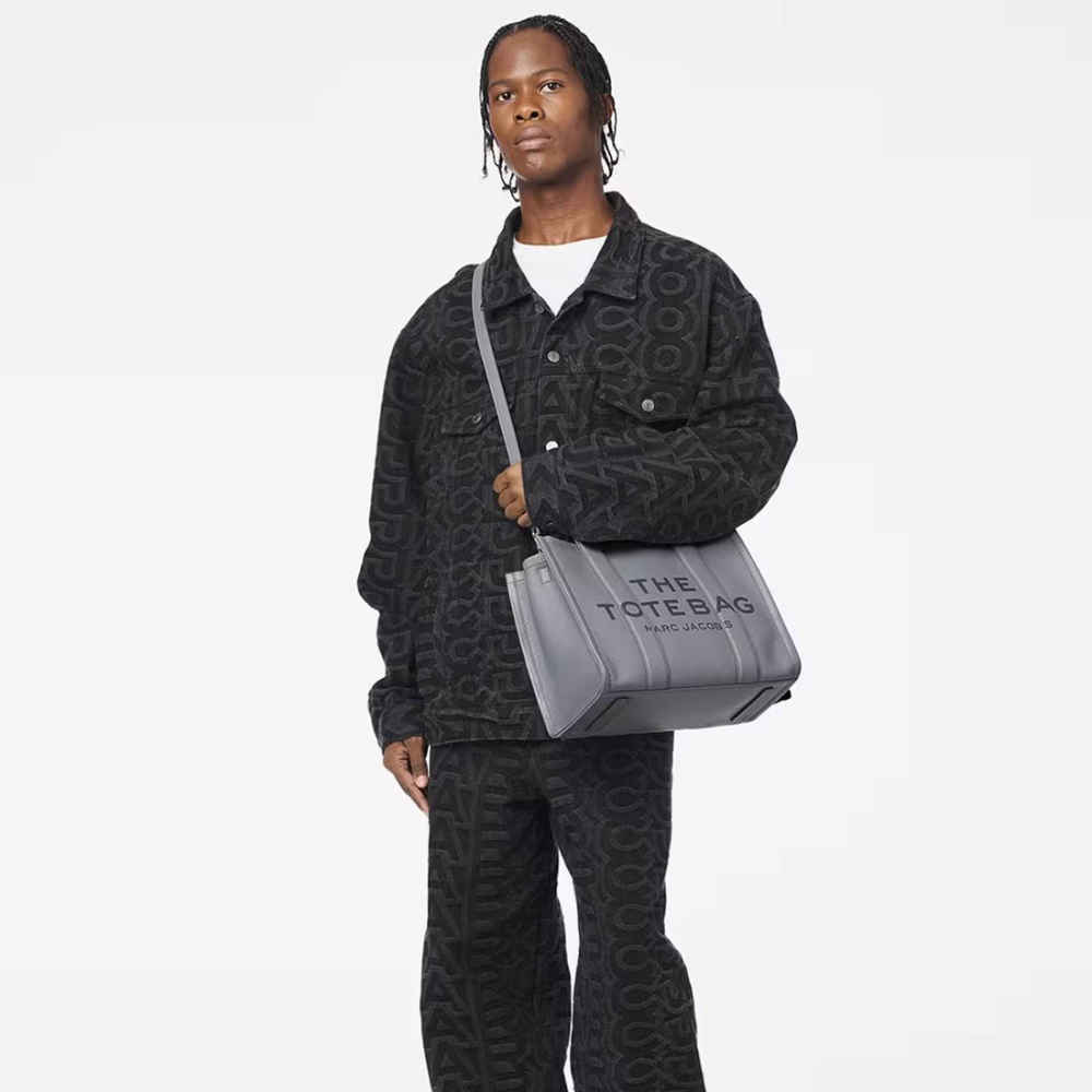 Marc Jacobs Grey Leather Medium Tote Bag-thumb-6