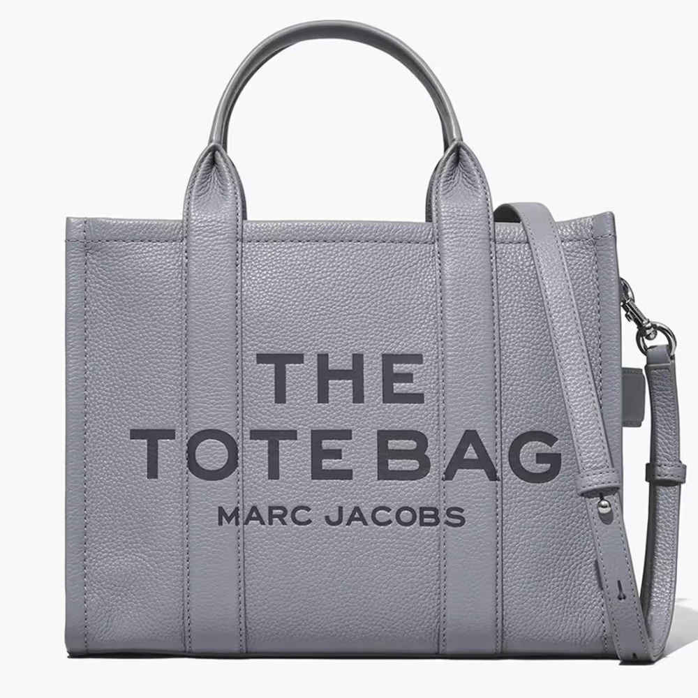 Marc Jacobs Grey Leather Medium Tote Bag-thumb-0