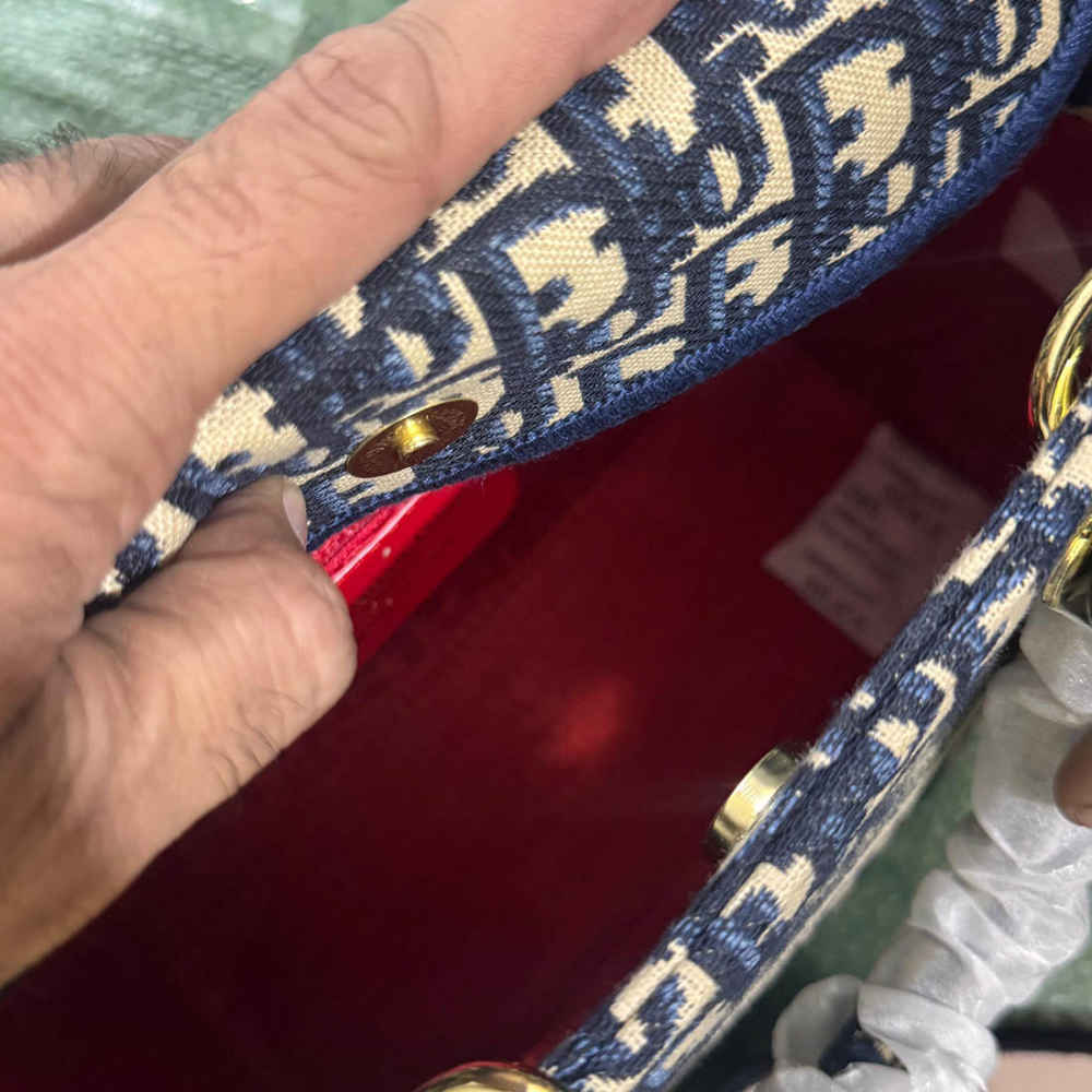 Lady Dior Jacquard Blue Handbag-1
