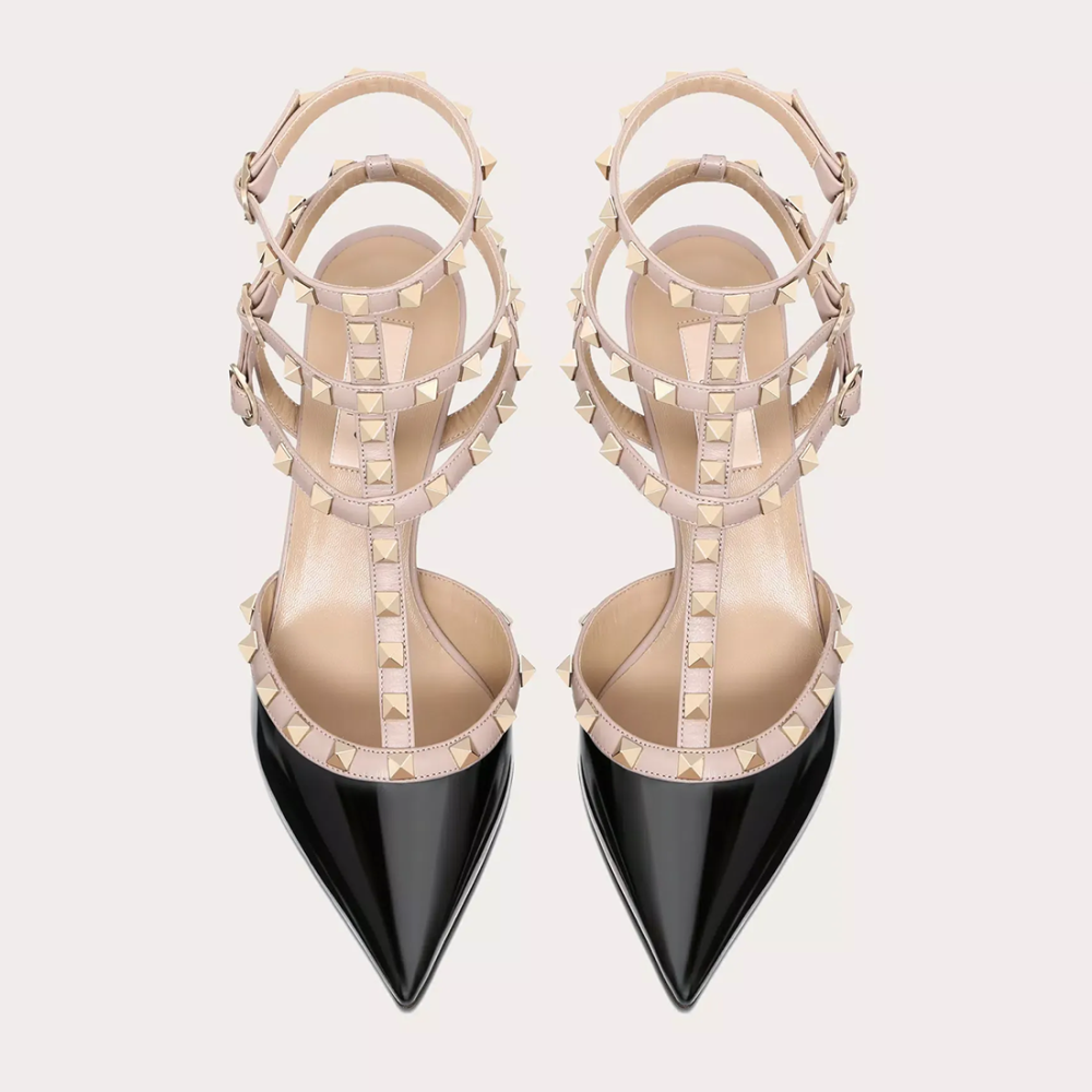 Valentino Garavani Black Rockstud Caged Heel Sandles-thumb-2