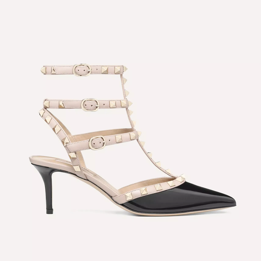 Valentino Garavani Black Rockstud Caged Heel Sandles-thumb-1