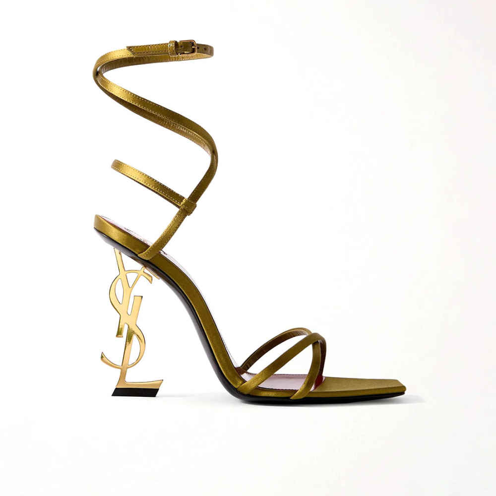Ysl Opyum Satin Golden Heel Sandals-4