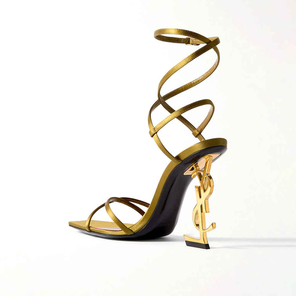Ysl Opyum Satin Golden Heel Sandals-1