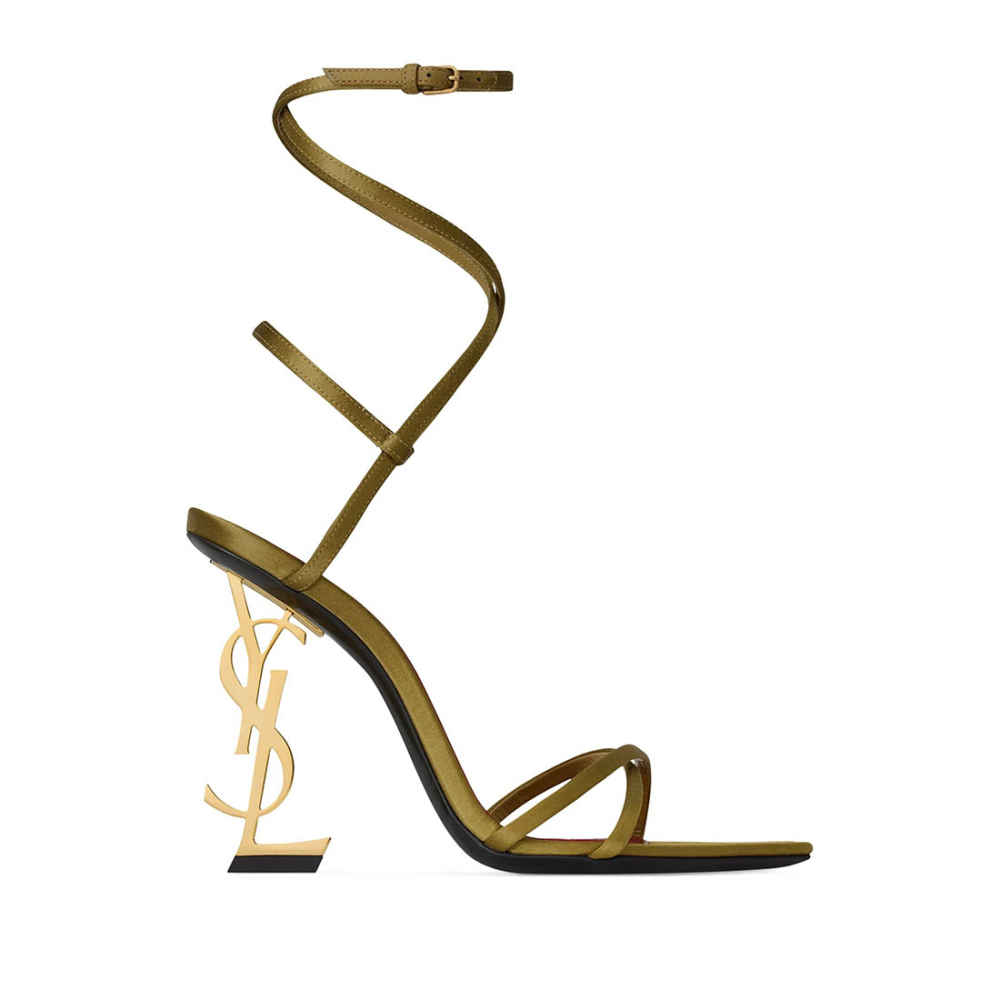 Ysl Opyum Satin Golden Heel Sandals-2