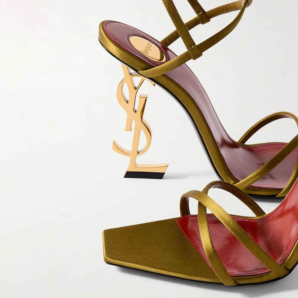 Ysl Opyum Satin Golden Heel Sandals-5