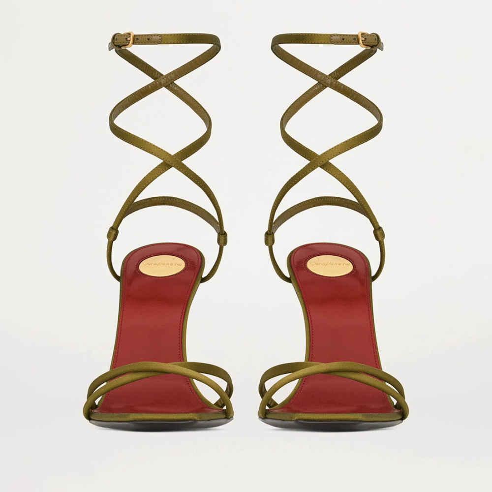 Ysl Opyum Satin Golden Heel Sandals-3