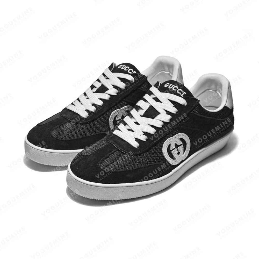 Gucci Black Men's Screener GG Trainer Sneakers-thumb-2