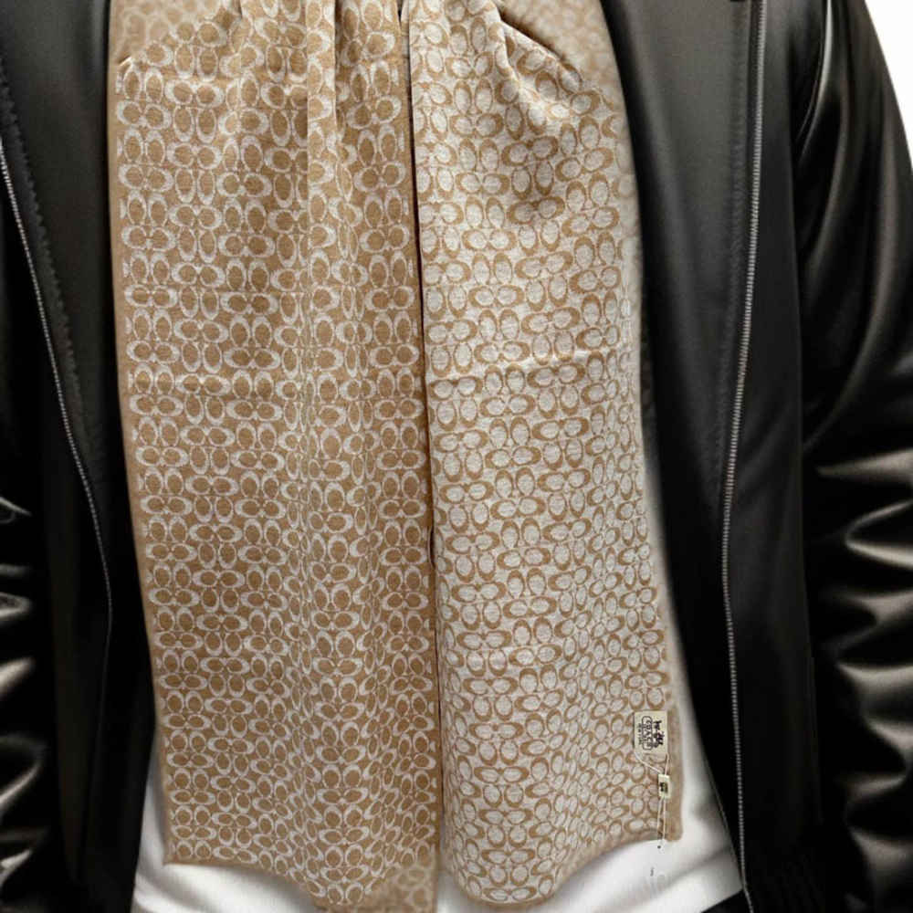 Coach Signature Cream Cashmere Muffler-thumb-3