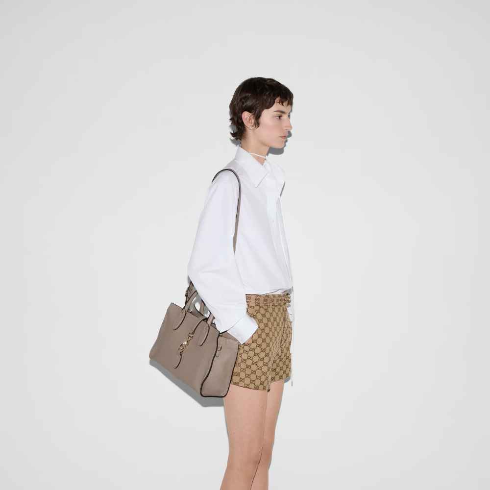 Gucci Hook Closure Beige Tote Bag-8