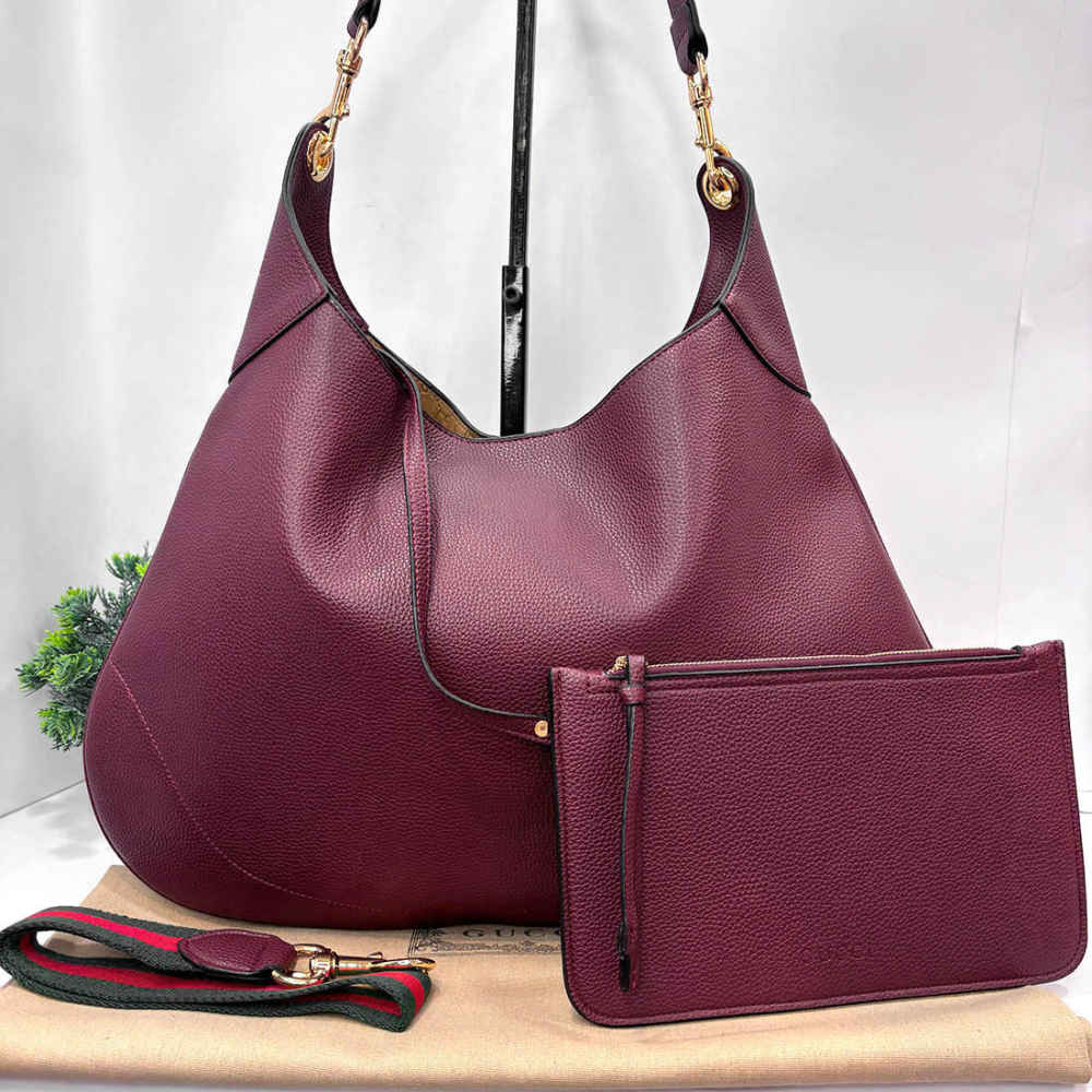 Gucci Hobo Plain Wine Shoulder Bag-thumb-0