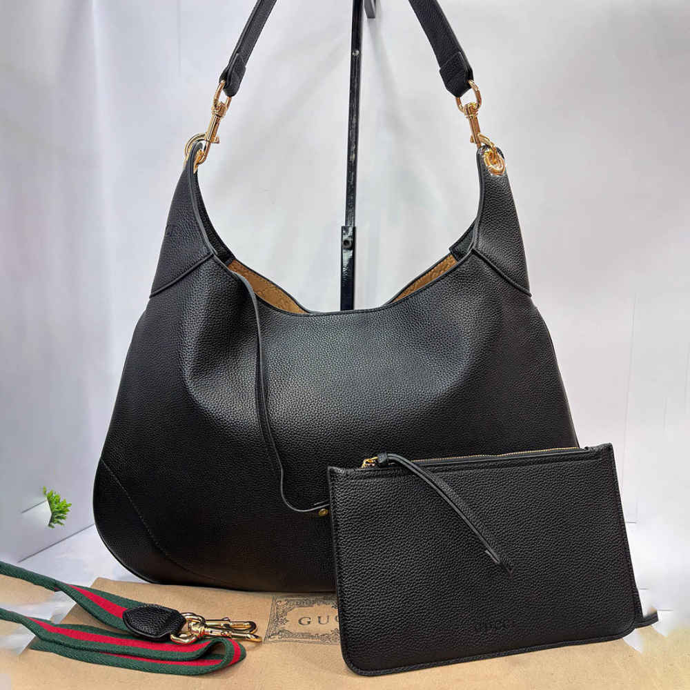 Gucci Hobo Plain Black Shoulder Bag-thumb-0