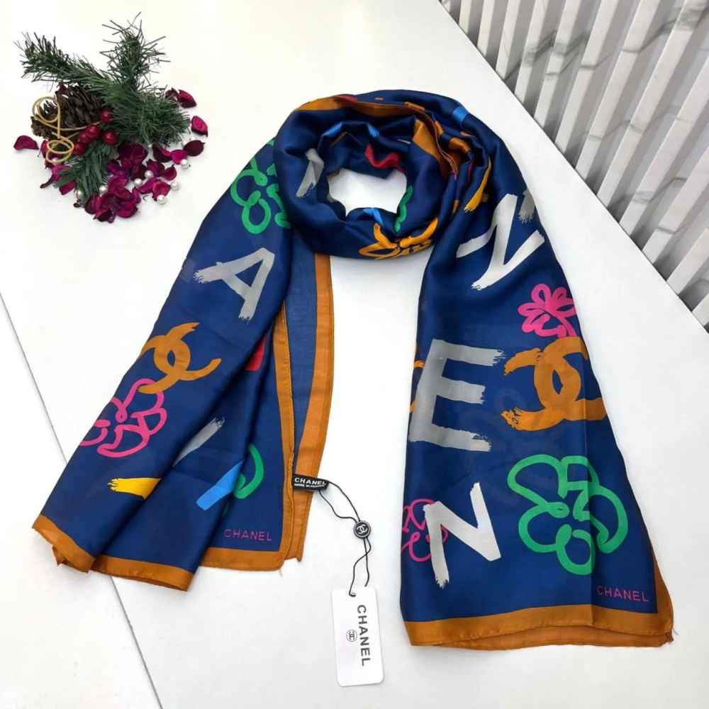 Chanel Premium Quality Blue Silk Stole-thumb-0
