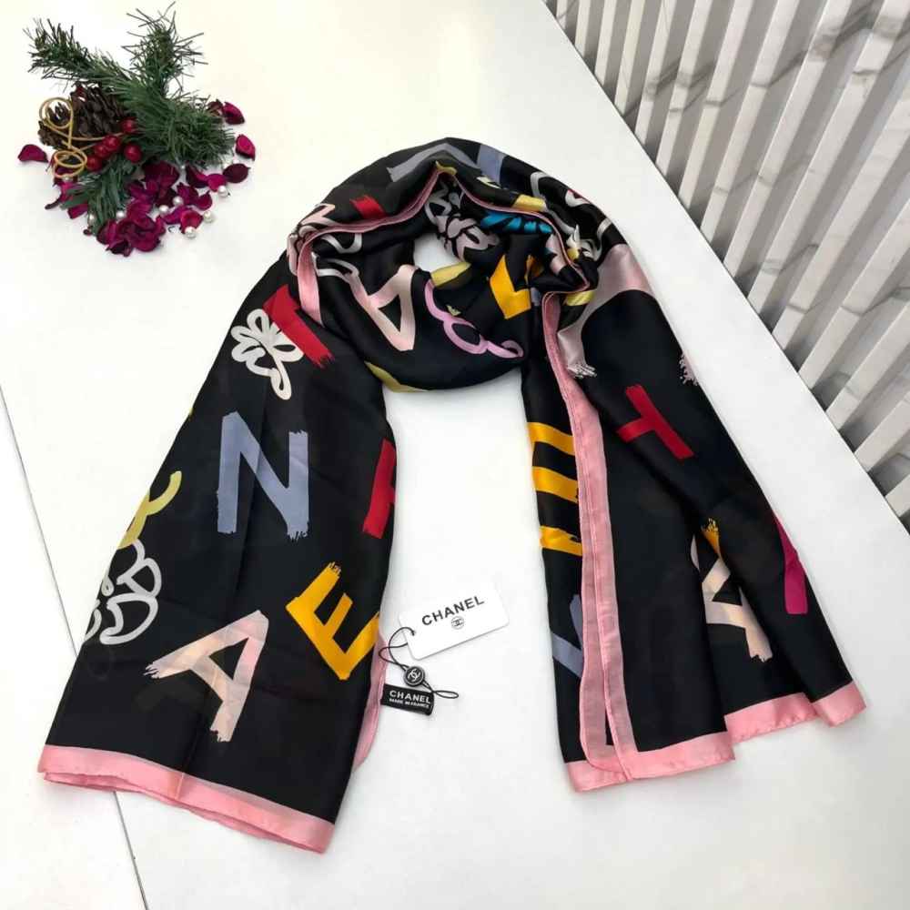 Chanel Premium Quality Black Silk Stole-thumb-0