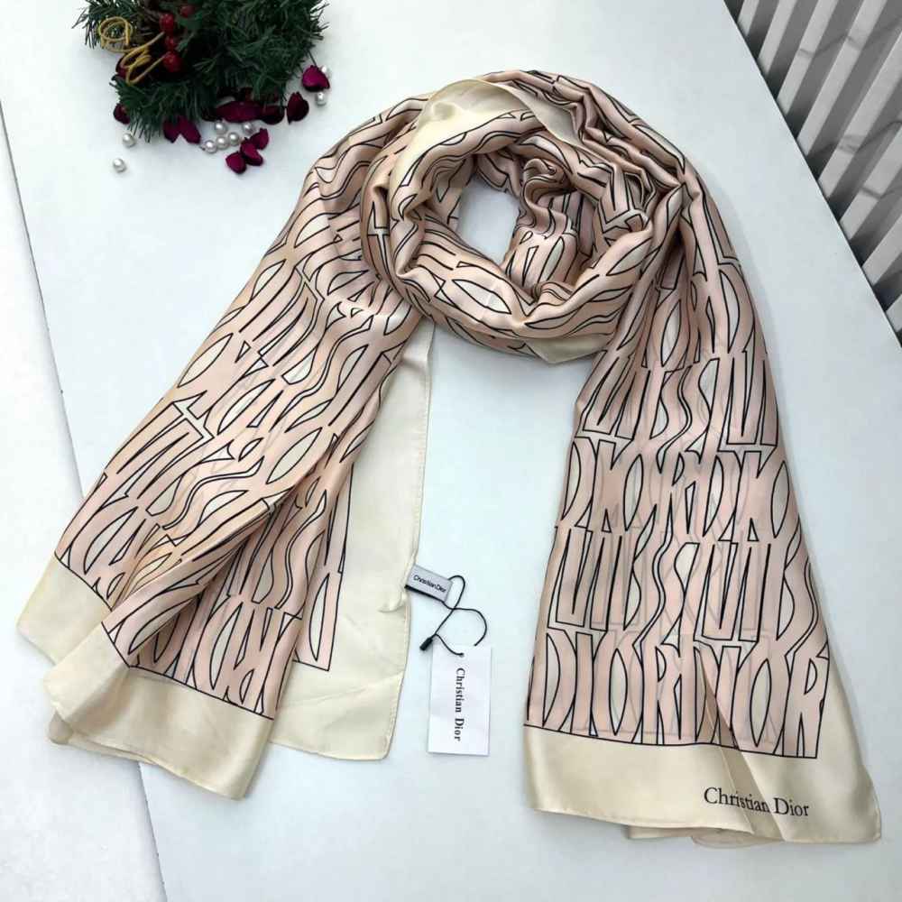 Dior Premium Quality Cream Silk Stole-thumb-0