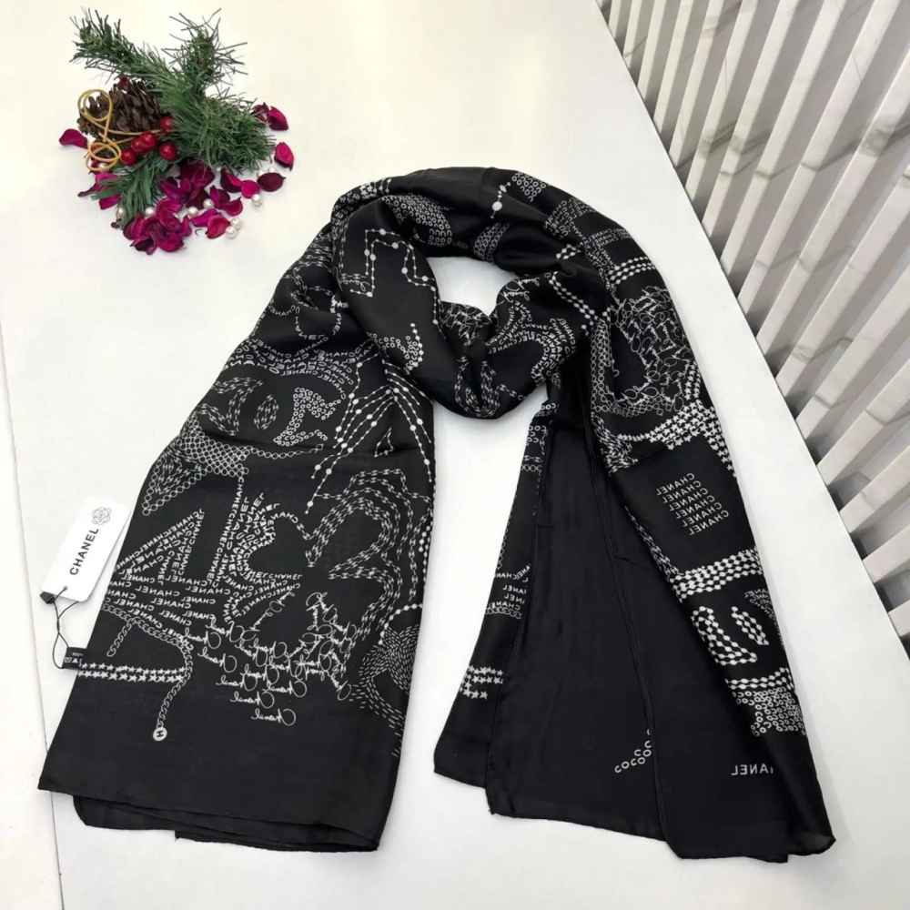 Chanel Premium Quality Black Silk Stole-thumb-0