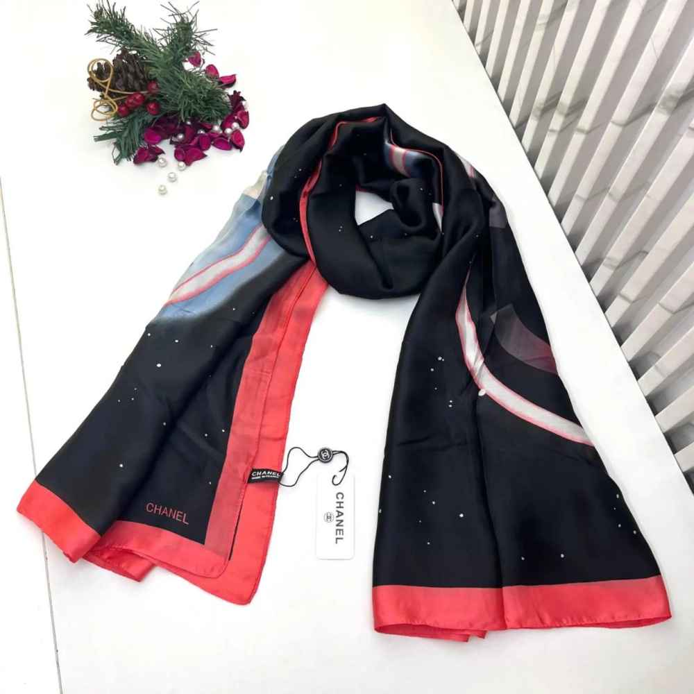 Chanel Premium Quality Black Silk Stole-thumb-0