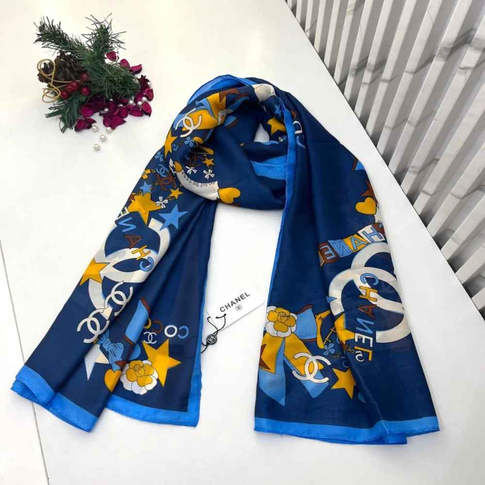 Chanel Premium Quality Blue Silk Stole-thumb-0
