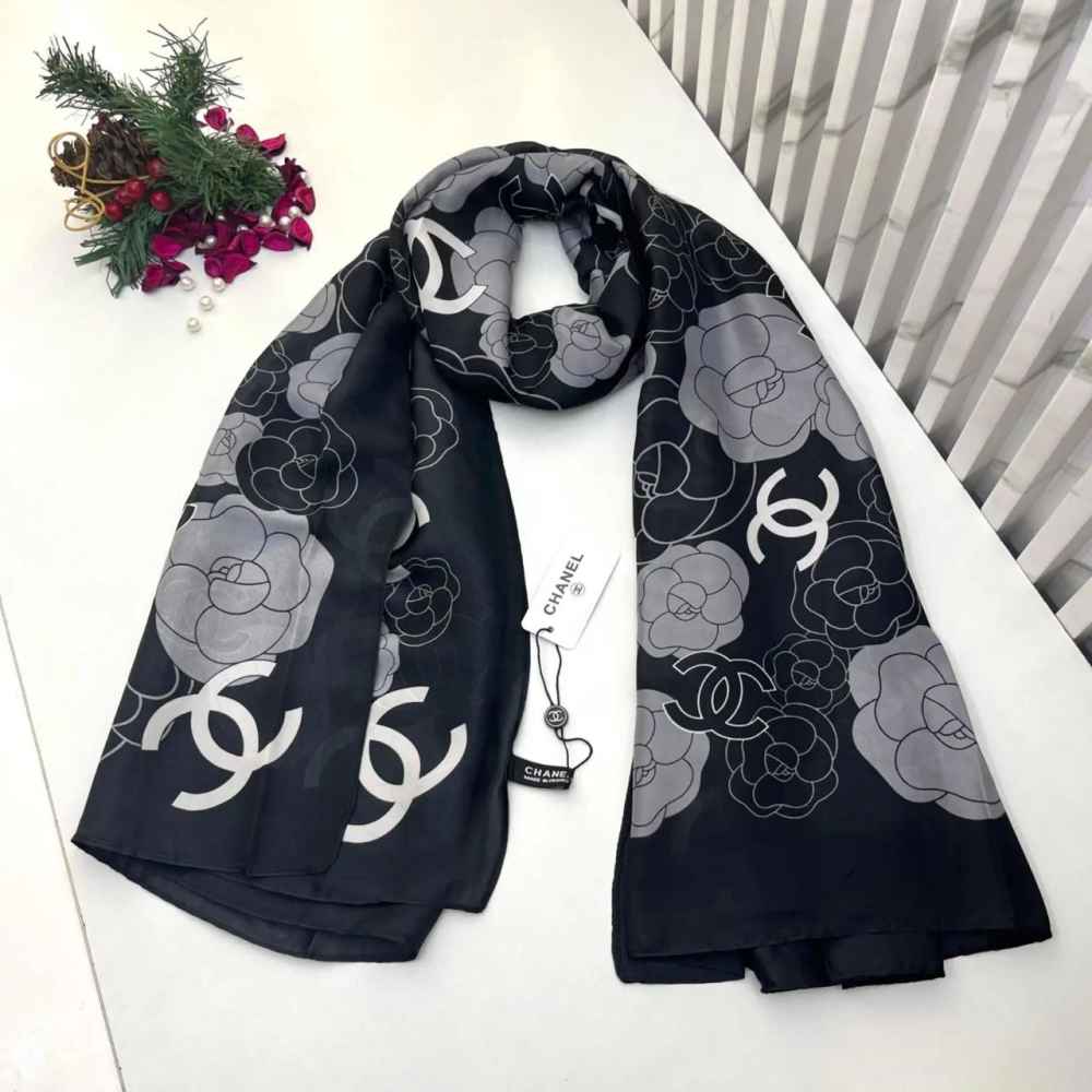 Chanel Premium Quality Black Silk Stole-thumb-0