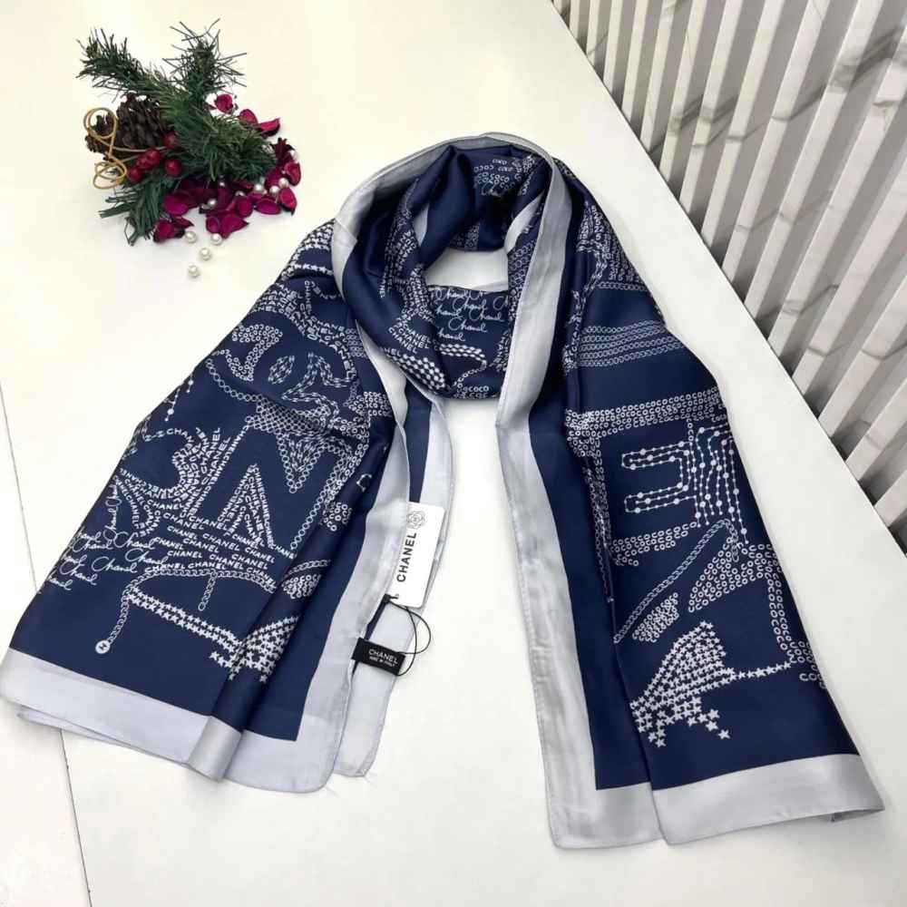 Chanel Premium Quality Blue Silk Stole-thumb-0