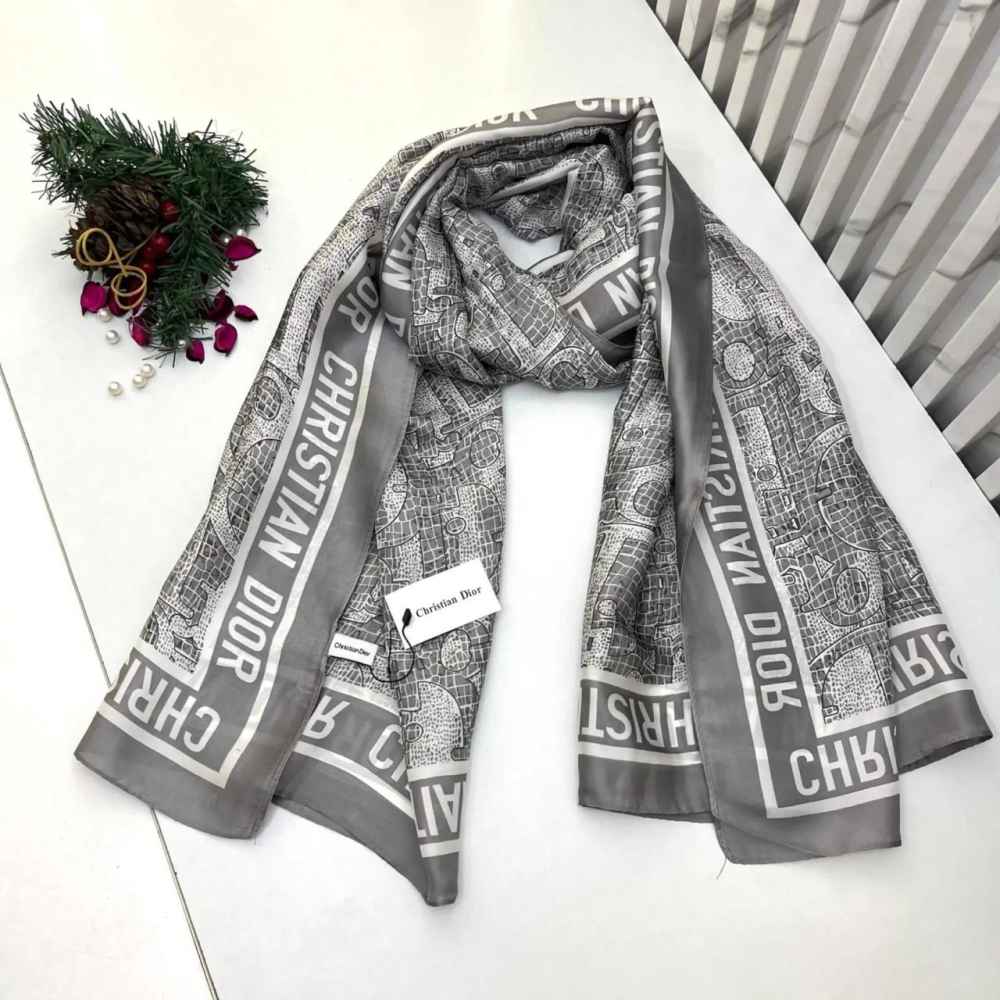 Dior Premium Quality Grey Silk Stole-thumb-0
