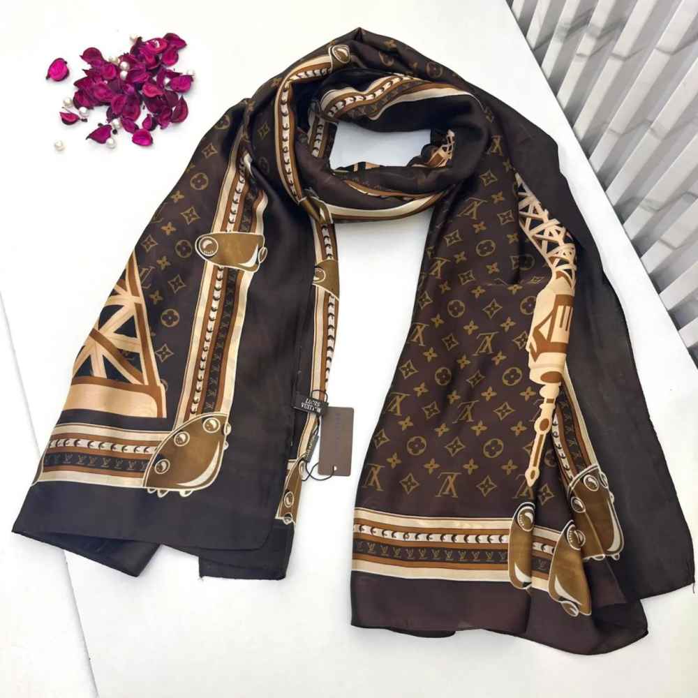 Louis Vuitton Premium Quality Brown Silk Stole-thumb-0