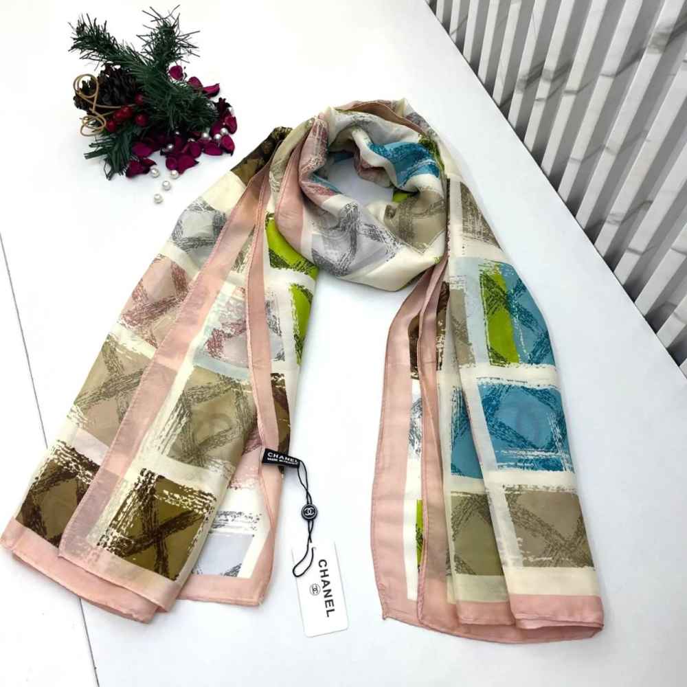Chanel Premium Quality Multicolor Silk Stole-thumb-0