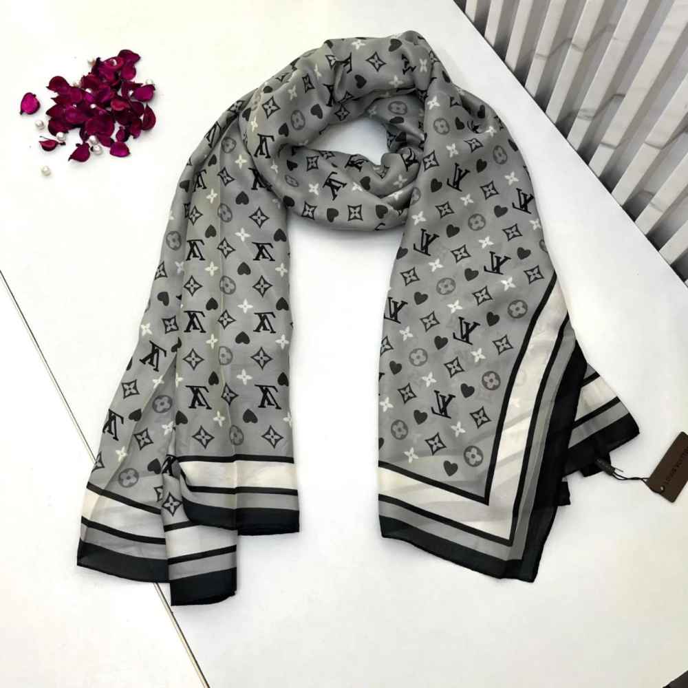 Louis Vuitton Premium Quality Grey Silk Stole-thumb-0