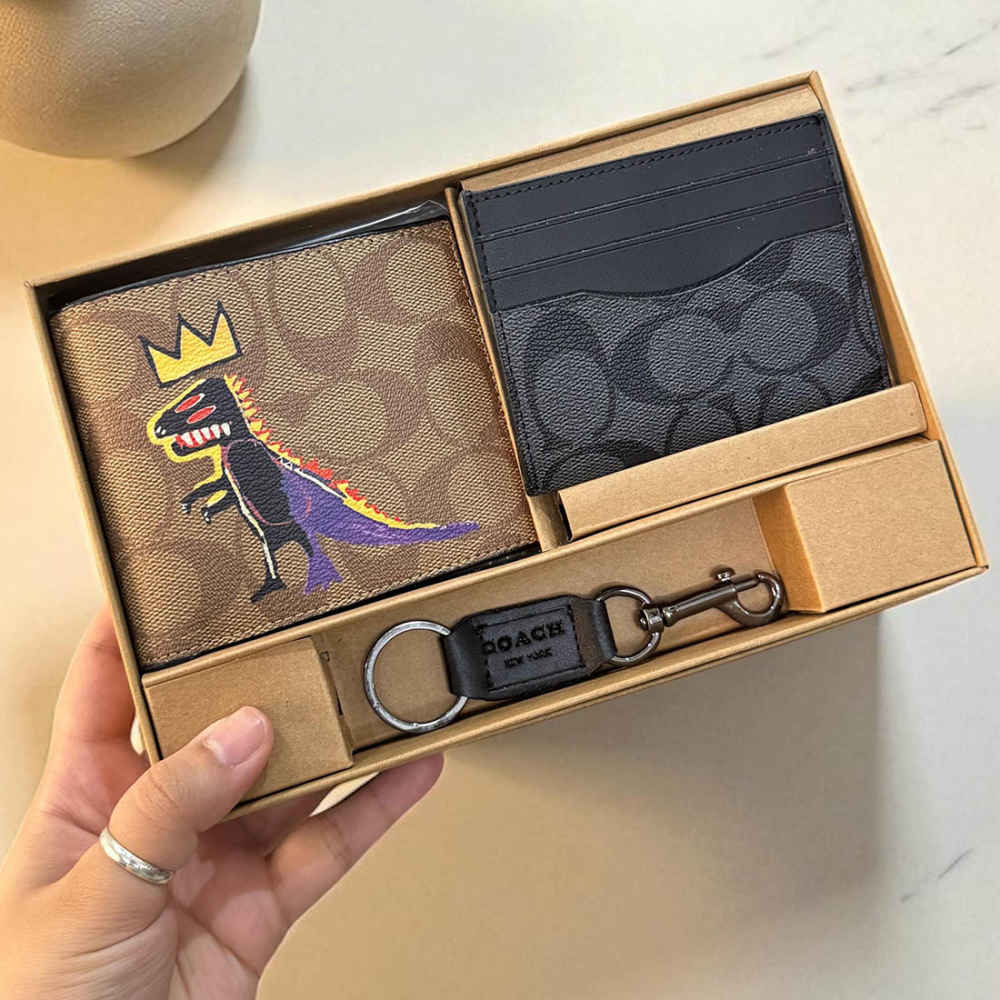 Coach Signature Canvas With Rexy Dinosaur 3-In-1 Wallet-thumb-0